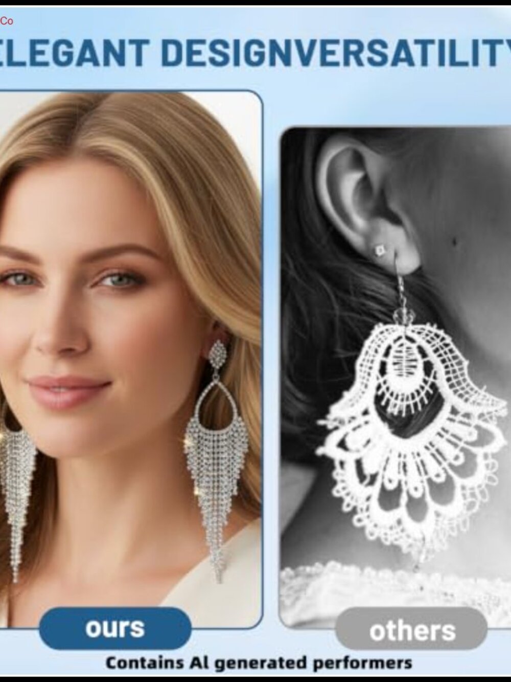 Silver Chandelier Rhinestone Tassel Drop Earrings 2 Pairs for Women - Picture 2 of 6